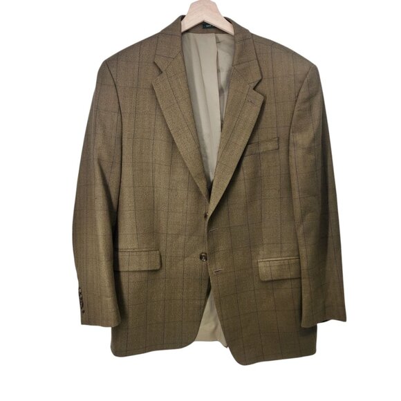 Lauren Ralph Lauren Mens Wool Blazer L Plaid Windowpane Pattern - Picture 8 of 9